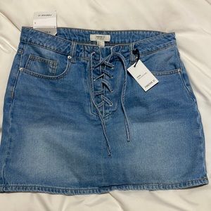Forever21 lace up denim mini skirt